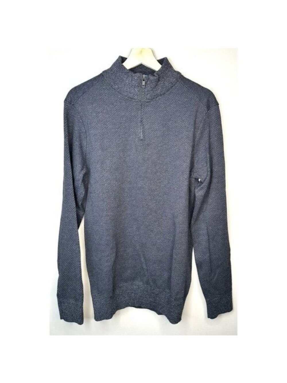 Robert Graham Sweater Mens Large Gray 1/4 Zip Mock Neck Textured Pullover